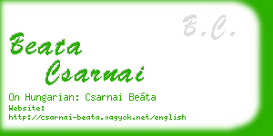 beata csarnai business card